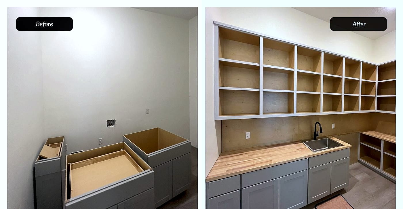 Before and after: built-in shelving and cabinets