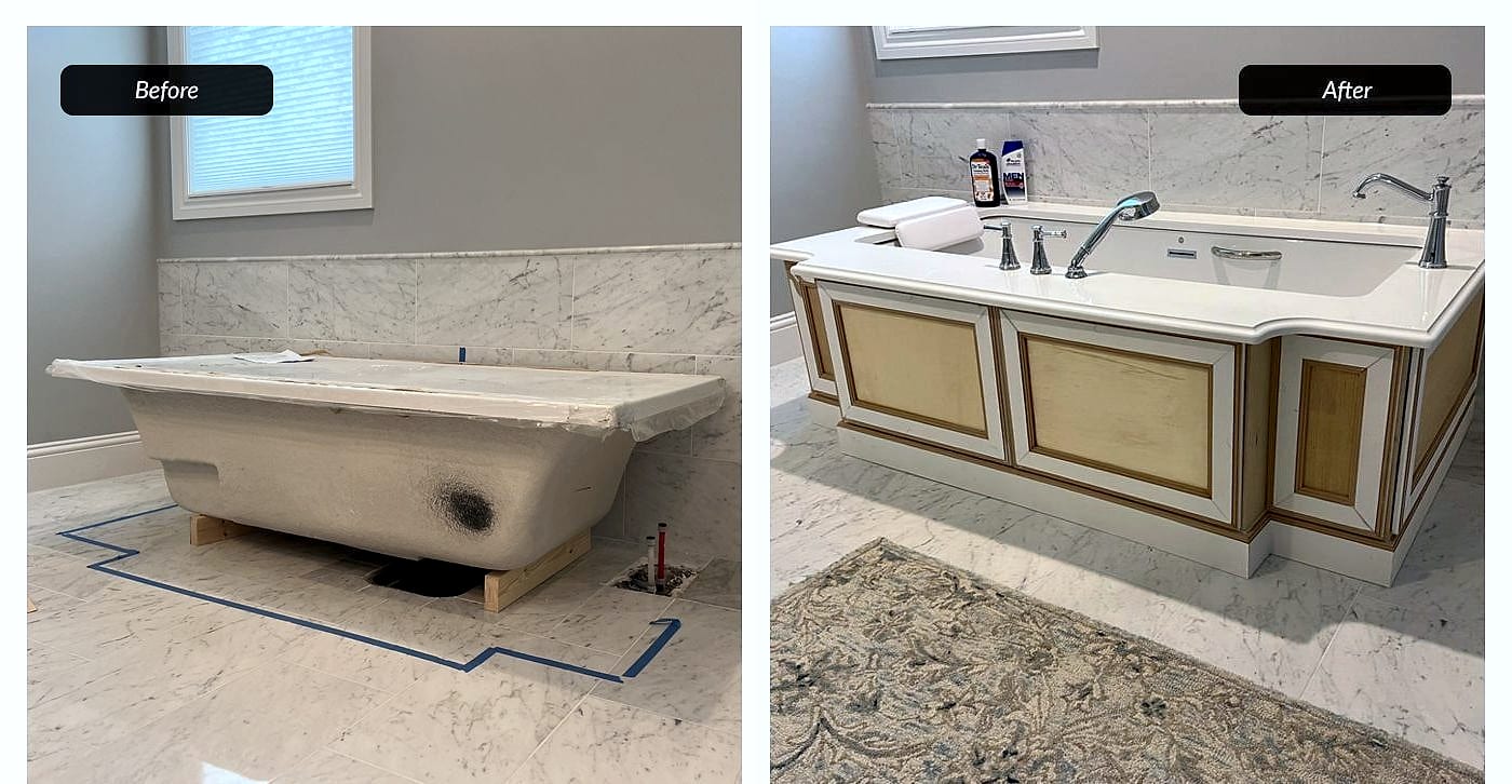 Before and after: custom tub surround